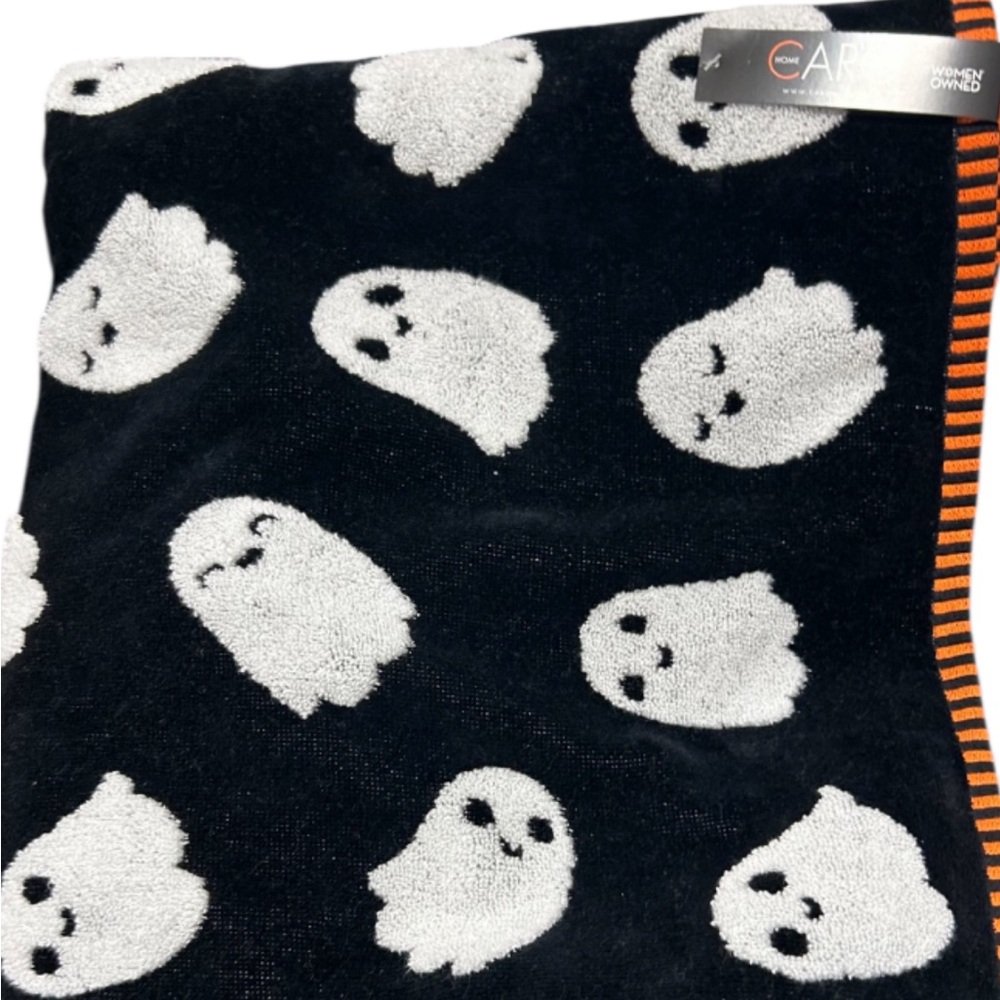 Caro Home Black and White Ghost Halloween Soft Bath Towels Set of 2 30”x54”